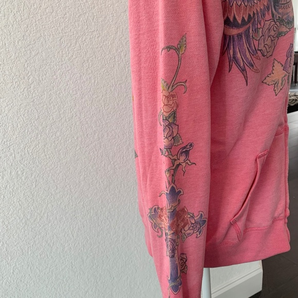 LUCKY BRAND PINK VINTAGE INSPIRED HOODED SWEATSHIRT - Picture 2 of 5